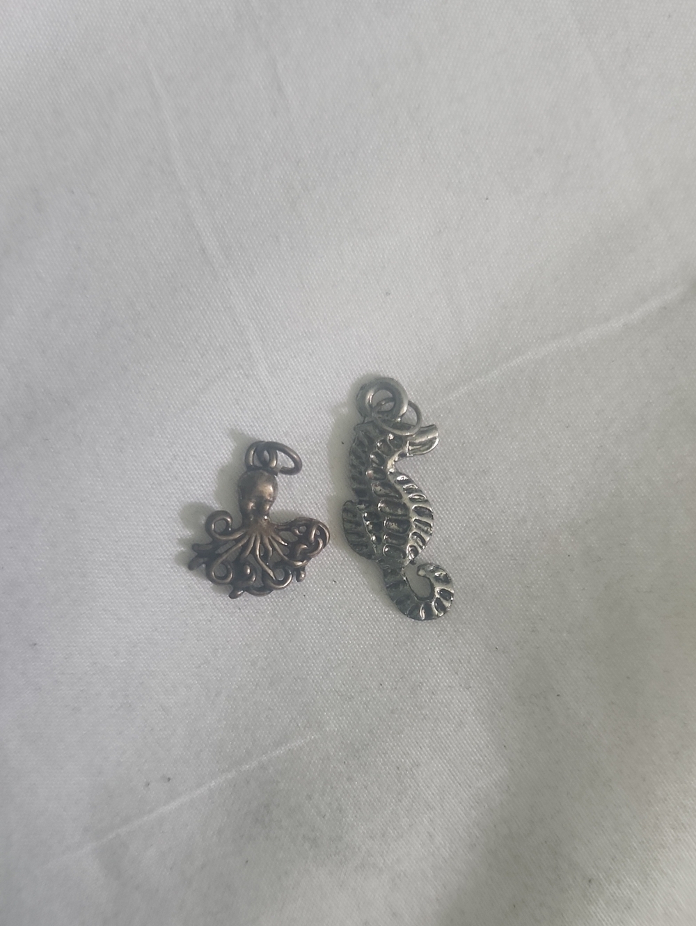 Octopus and Seahorse Metal Charms - Silver and Bronze